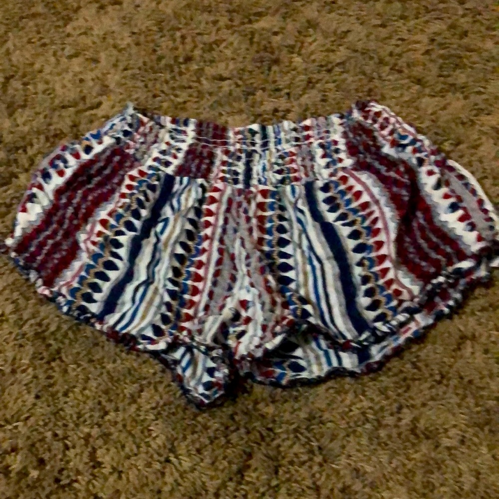 multicolor patterned booty shorts